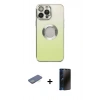 MARSİLYAN™- iPhone 13 Pro Max Kılıf Kutup Yansıma Özel Seri - Siyah 3D Antistatik Hayalet Cam Ekran Koruyucu + Renkli Kamera Lens Koruma Cam - YL