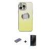MARSİLYAN™- iPhone 13 Pro Max Kılıf Kutup Yansıma Özel Seri - Siyah 3D Antistatik Hayalet Cam Ekran Koruyucu + Renkli Kamera Lens Koruma Cam - YL