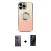 MARSİLYAN™- iPhone 13 Pro Max Kılıf Kutup Yansıma Özel Seri - Siyah 3D Antistatik Hayalet Cam Ekran Koruyucu + Beyaz Neon Fosforlu Kamera Lens