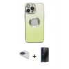 MARSİLYAN™- iPhone 13 Pro Max Kılıf Kutup Yansıma Özel Seri - Siyah 3D Antistatik Hayalet Cam Ekran Koruyucu + Pers Alüminyum Kamera Lens - LT