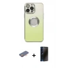 MARSİLYAN™- iPhone 13 Pro Max Kılıf Kutup Yansıma Özel Seri - Siyah 3D Antistatik Hayalet Cam Ekran Koruyucu + Renkli Kamera Lens Koruma Cam - TU