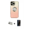 MARSİLYAN™- iPhone 13 Pro Max Kılıf Kutup Yansıma Özel Seri - Siyah 3D Antistatik Hayalet Cam Ekran Koruyucu + Rainbow Kamera Lens Koruma Cam - BZ