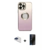 MARSİLYAN™- iPhone 13 Pro Max Kılıf Kutup Yansıma Özel Seri - Siyah 3D Antistatik Hayalet Cam Ekran Koruyucu + Pers Alüminyum Kamera Lens - LT