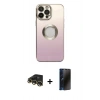 MARSİLYAN™- iPhone 13 Pro Max Kılıf Kutup Yansıma Özel Seri - Siyah 3D Antistatik Hayalet Cam Ekran Koruyucu + Raze Metal Kamera Lens - GD