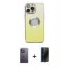 MARSİLYAN™- iPhone 13 Pro Max Kılıf Kutup Yansıma Özel Seri - Siyah 3D Antistatik Hayalet Cam Ekran Koruyucu + Beyaz Neon Fosforlu Kamera Lens