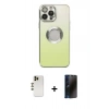 MARSİLYAN™- iPhone 13 Pro Max Kılıf Kutup Yansıma Özel Seri - Siyah 3D Antistatik Hayalet Cam Ekran Koruyucu + Shine Kamera Lens - GD