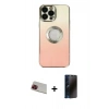 MARSİLYAN™- iPhone 13 Pro Max Kılıf Kutup Yansıma Özel Seri - Siyah 3D Antistatik Hayalet Cam Ekran Koruyucu + Rainbow Kamera Lens Koruma Cam - KI