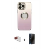 MARSİLYAN™- iPhone 13 Pro Max Kılıf Kutup Yansıma Özel Seri - Siyah 3D Antistatik Hayalet Cam Ekran Koruyucu + Pers Alüminyum Kamera Lens - KI