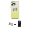 MARSİLYAN™- iPhone 13 Pro Max Kılıf Kutup Yansıma Özel Seri - Siyah 3D Antistatik Hayalet Cam Ekran Koruyucu + Rainbow Kamera Lens Koruma Cam - BZ