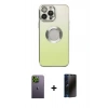 MARSİLYAN™- iPhone 13 Pro Max Kılıf Kutup Yansıma Özel Seri - Siyah 3D Antistatik Hayalet Cam Ekran Koruyucu + Neon Fosforlu Kamera Lens - YL