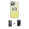 MARSİLYAN™- iPhone 13 Pro Max Kılıf Kutup Yansıma Özel Seri - Siyah 3D Antistatik Hayalet Cam Ekran Koruyucu + Neon Fosforlu Kamera Lens - YL