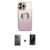 MARSİLYAN™- iPhone 13 Pro Max Kılıf Kutup Yansıma Özel Seri - Siyah 3D Antistatik Hayalet Cam Ekran Koruyucu + Neon Fosforlu Kamera Lens - YL