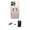 MARSİLYAN™- iPhone 13 Pro Max Kılıf Kutup Yansıma Özel Seri - Siyah 3D Antistatik Hayalet Cam Ekran Koruyucu + Renkli Kamera Lens Koruma Cam - TU
