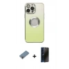 MARSİLYAN™- iPhone 13 Pro Max Kılıf Kutup Yansıma Özel Seri - Siyah 3D Antistatik Hayalet Cam Ekran Koruyucu + Metal Kamera Lens Koruma Cam - MR