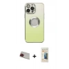 MARSİLYAN™- iPhone 13 Pro Max Kılıf Kutup Yansıma Özel Seri - Siyah 6D Mat Seramik Hayalet Nano Ekran Koruyucu + Kırmızı Rainbow Kamera Lens Koruma Cam