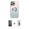 MARSİLYAN™- iPhone 13 Pro Max Kılıf Kutup Yansıma Özel Seri - Siyah 6D Mat Seramik Hayalet Nano Ekran Koruyucu + Neon Fosforlu Kamera Lens - YL