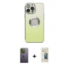 MARSİLYAN™- iPhone 13 Pro Max Kılıf Kutup Yansıma Özel Seri - Siyah 6D Mat Seramik Hayalet Nano Ekran Koruyucu + Neon Fosforlu Kamera Lens - YL