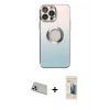 MARSİLYAN™- iPhone 13 Pro Max Kılıf Kutup Yansıma Özel Seri - Siyah 6D Mat Seramik Hayalet Nano Ekran Koruyucu + Rainbow Kamera Lens Koruma Cam - REGD