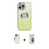 MARSİLYAN™- iPhone 13 Pro Max Kılıf Kutup Yansıma Özel Seri - Siyah 6D Mat Seramik Hayalet Nano Ekran Koruyucu + Gold Shine Kamera Lens