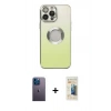 MARSİLYAN™- iPhone 13 Pro Max Kılıf Kutup Yansıma Özel Seri - Siyah 6D Mat Seramik Hayalet Nano Ekran Koruyucu + Neon Fosforlu Kamera Lens - MI