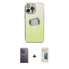 MARSİLYAN™- iPhone 13 Pro Max Kılıf Kutup Yansıma Özel Seri - Siyah 6D Mat Seramik Hayalet Nano Ekran Koruyucu + Neon Fosforlu Kamera Lens - BZ