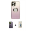 MARSİLYAN™- iPhone 13 Pro Max Kılıf Kutup Yansıma Özel Seri - Siyah 6D Mat Seramik Hayalet Nano Ekran Koruyucu + Neon Fosforlu Kamera Lens - YL