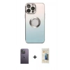 MARSİLYAN™- iPhone 13 Pro Max Kılıf Kutup Yansıma Özel Seri - Siyah 6D Mat Seramik Hayalet Nano Ekran Koruyucu + Neon Fosforlu Kamera Lens - BZ