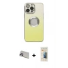 MARSİLYAN™- iPhone 13 Pro Max Kılıf Kutup Yansıma Özel Seri - Siyah 6D Mat Seramik Hayalet Nano Ekran Koruyucu + Rainbow Kamera Lens Koruma Cam - MR