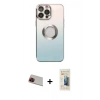 MARSİLYAN™- iPhone 13 Pro Max Kılıf Kutup Yansıma Özel Seri - Siyah 6D Mat Seramik Hayalet Nano Ekran Koruyucu + Kırmızı Rainbow Kamera Lens Koruma Cam