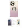MARSİLYAN™- iPhone 13 Pro Max Kılıf Kutup Yansıma Özel Seri - Siyah 6D Mat Seramik Hayalet Nano Ekran Koruyucu + Neon Fosforlu Kamera Lens - MI