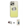 MARSİLYAN™- iPhone 13 Pro Max Kılıf Kutup Yansıma Özel Seri - Siyah 6D Mat Seramik Hayalet Nano Ekran Koruyucu + Kırmızı Rainbow Kamera Lens Koruma Cam