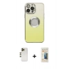 MARSİLYAN™- iPhone 13 Pro Max Kılıf Kutup Yansıma Özel Seri - Siyah 6D Mat Seramik Hayalet Nano Ekran Koruyucu + Gold Shine Kamera Lens
