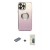 MARSİLYAN™- iPhone 13 Pro Max Kılıf Kutup Yansıma Özel Seri - Siyah 6D Mat Seramik Hayalet Nano Ekran Koruyucu + Renkli Kamera Lens Koruma Cam - SI