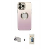 MARSİLYAN™- iPhone 13 Pro Max Kılıf Kutup Yansıma Özel Seri - Siyah 6D Mat Seramik Hayalet Nano Ekran Koruyucu + Rainbow Kamera Lens Koruma Cam - MR