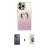 MARSİLYAN™- iPhone 13 Pro Max Kılıf Kutup Yansıma Özel Seri - Siyah 6D Mat Seramik Hayalet Nano Ekran Koruyucu + Neon Fosforlu Kamera Lens - BZ