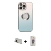 MARSİLYAN™- iPhone 13 Pro Max Kılıf Kutup Yansıma Özel Seri - Siyah Bilvis 3D Cam Ekran Koruyucu + Rainbow Kamera Lens Koruma Cam - BZ