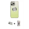 MARSİLYAN™- iPhone 13 Pro Max Kılıf Kutup Yansıma Özel Seri - Siyah Bilvis 3D Cam Ekran Koruyucu + Rainbow Kamera Lens Koruma Cam - BZ
