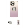 MARSİLYAN™- iPhone 13 Pro Max Kılıf Kutup Yansıma Özel Seri - Siyah Bilvis 3D Cam Ekran Koruyucu + Rainbow Kamera Lens Koruma Cam - BZ