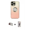 MARSİLYAN™- iPhone 13 Pro Max Kılıf Kutup Yansıma Özel Seri - Siyah Bilvis 3D Cam Ekran Koruyucu + Kırmızı Rainbow Kamera Lens Koruma Cam