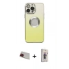 MARSİLYAN™- iPhone 13 Pro Max Kılıf Kutup Yansıma Özel Seri - Siyah Bilvis 3D Cam Ekran Koruyucu + Kırmızı Rainbow Kamera Lens Koruma Cam