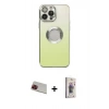MARSİLYAN™- iPhone 13 Pro Max Kılıf Kutup Yansıma Özel Seri - Siyah Bilvis 3D Cam Ekran Koruyucu + Kırmızı Rainbow Kamera Lens Koruma Cam