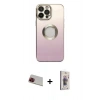 MARSİLYAN™- iPhone 13 Pro Max Kılıf Kutup Yansıma Özel Seri - Siyah Bilvis 3D Cam Ekran Koruyucu + Kırmızı Rainbow Kamera Lens Koruma Cam