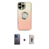 MARSİLYAN™- iPhone 13 Pro Max Kılıf Kutup Yansıma Özel Seri - Siyah Bilvis 3D Cam Ekran Koruyucu + Mavi Neon Fosforlu Kamera Lens