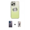MARSİLYAN™- iPhone 13 Pro Max Kılıf Kutup Yansıma Özel Seri - Siyah Bilvis 3D Cam Ekran Koruyucu + Mavi Neon Fosforlu Kamera Lens