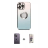 MARSİLYAN™- iPhone 13 Pro Max Kılıf Kutup Yansıma Özel Seri - Siyah Bilvis 3D Cam Ekran Koruyucu + Neon Fosforlu Kamera Lens - BZ
