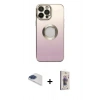 MARSİLYAN™- iPhone 13 Pro Max Kılıf Kutup Yansıma Özel Seri - Siyah Bilvis 3D Cam Ekran Koruyucu + Pers Alüminyum Kamera Lens - LT