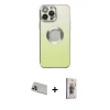 MARSİLYAN™- iPhone 13 Pro Max Kılıf Kutup Yansıma Özel Seri - Siyah Bilvis 3D Cam Ekran Koruyucu + Rainbow Kamera Lens Koruma Cam - MR
