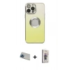 MARSİLYAN™- iPhone 13 Pro Max Kılıf Kutup Yansıma Özel Seri - Siyah Bilvis 3D Cam Ekran Koruyucu + Rainbow Kamera Lens Koruma Cam - MI