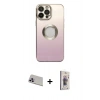MARSİLYAN™- iPhone 13 Pro Max Kılıf Kutup Yansıma Özel Seri - Siyah Bilvis 3D Cam Ekran Koruyucu + Rainbow Kamera Lens Koruma Cam - MR