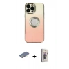 MARSİLYAN™- iPhone 13 Pro Max Kılıf Kutup Yansıma Özel Seri - Siyah Bilvis 3D Cam Ekran Koruyucu + Renkli Kamera Lens Koruma Cam - YL